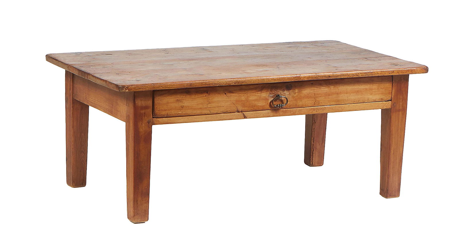 Louisiana Carved Cypress Coffee Table, early 20thc., the rounded corner top above a wide skirt with (1 of 6)