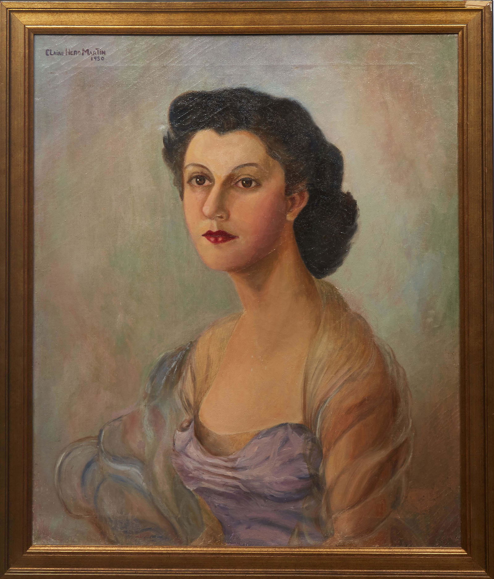 Claire Hero Martin (Louisiana, 1911-2006), "Portrait of a Woman," 1950, oil on canvas, signed and (1 of 4)