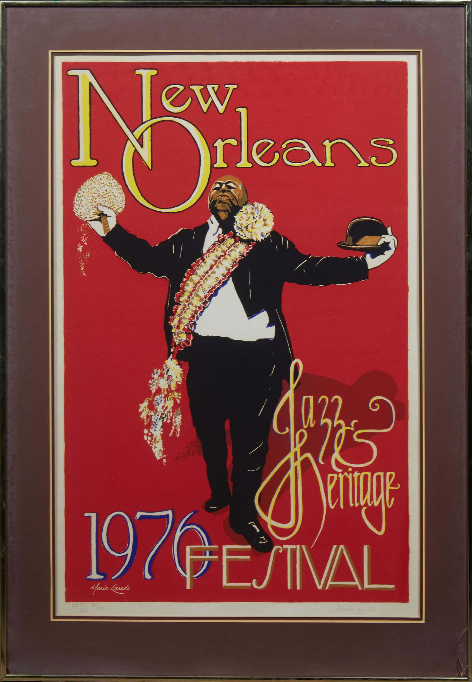 Maria Laredo, "1976 New Orleans Jazz Fest Poster, Fats Houston," 1976, 1st edition print, edition (1 of 15)