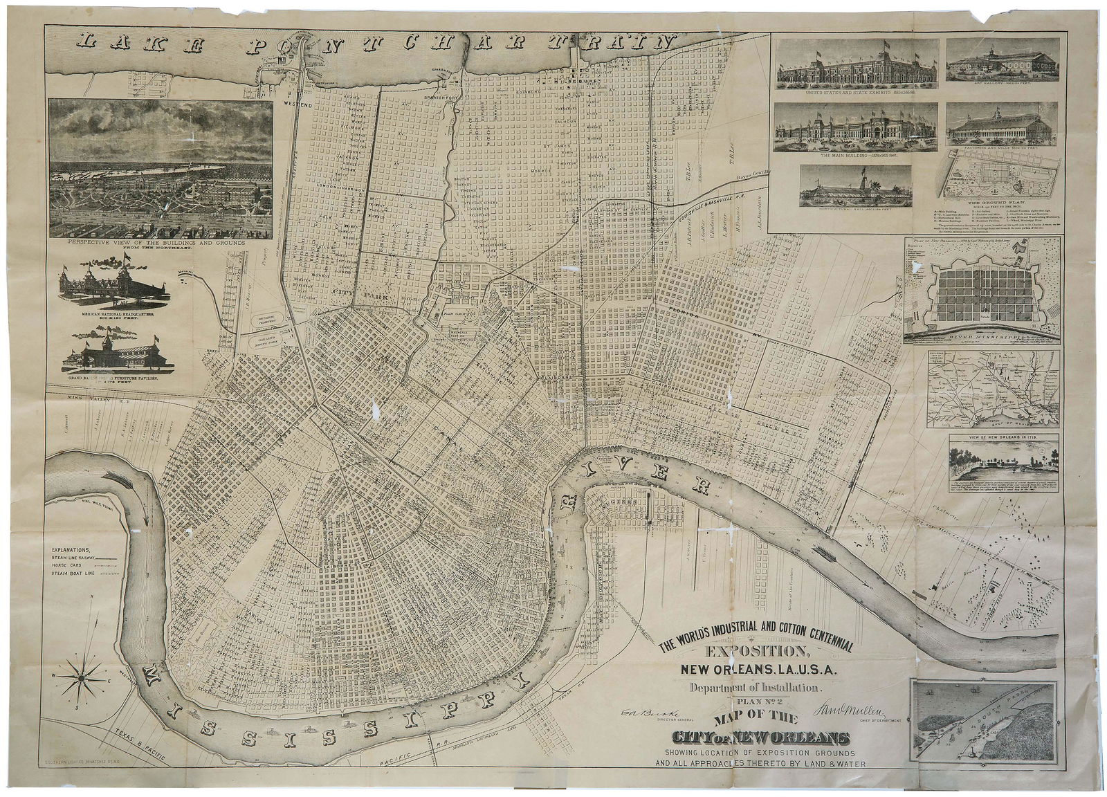 New Orleans 1884-1885 Cotton Exposition Map, "The Worldâ€™s Industrial And Cotton Centennial (1 of 1)