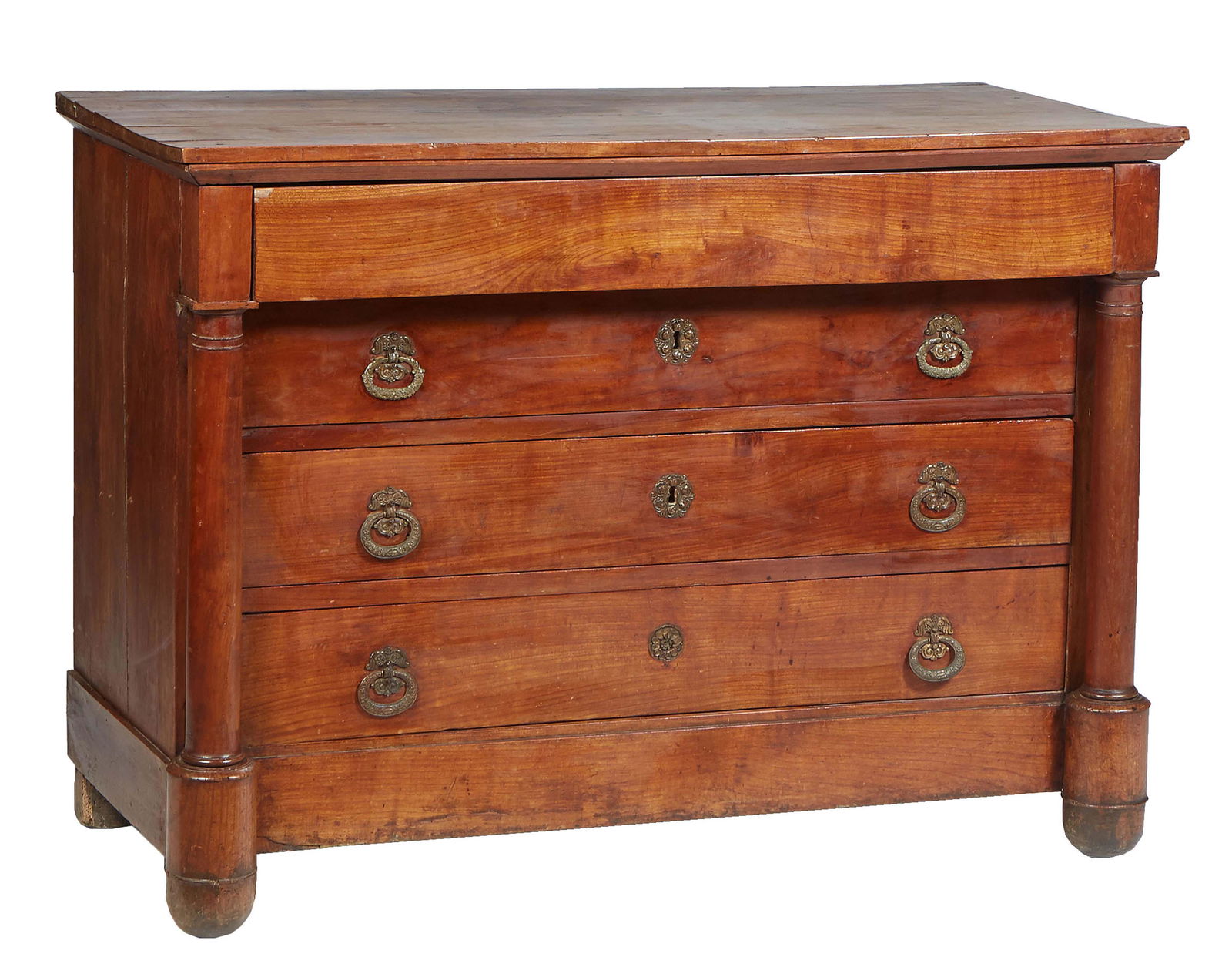 French Empire Ormolu Mounted Carved Walnut Commode, mid 19th c., the rectangular top over a long (1 of 1)