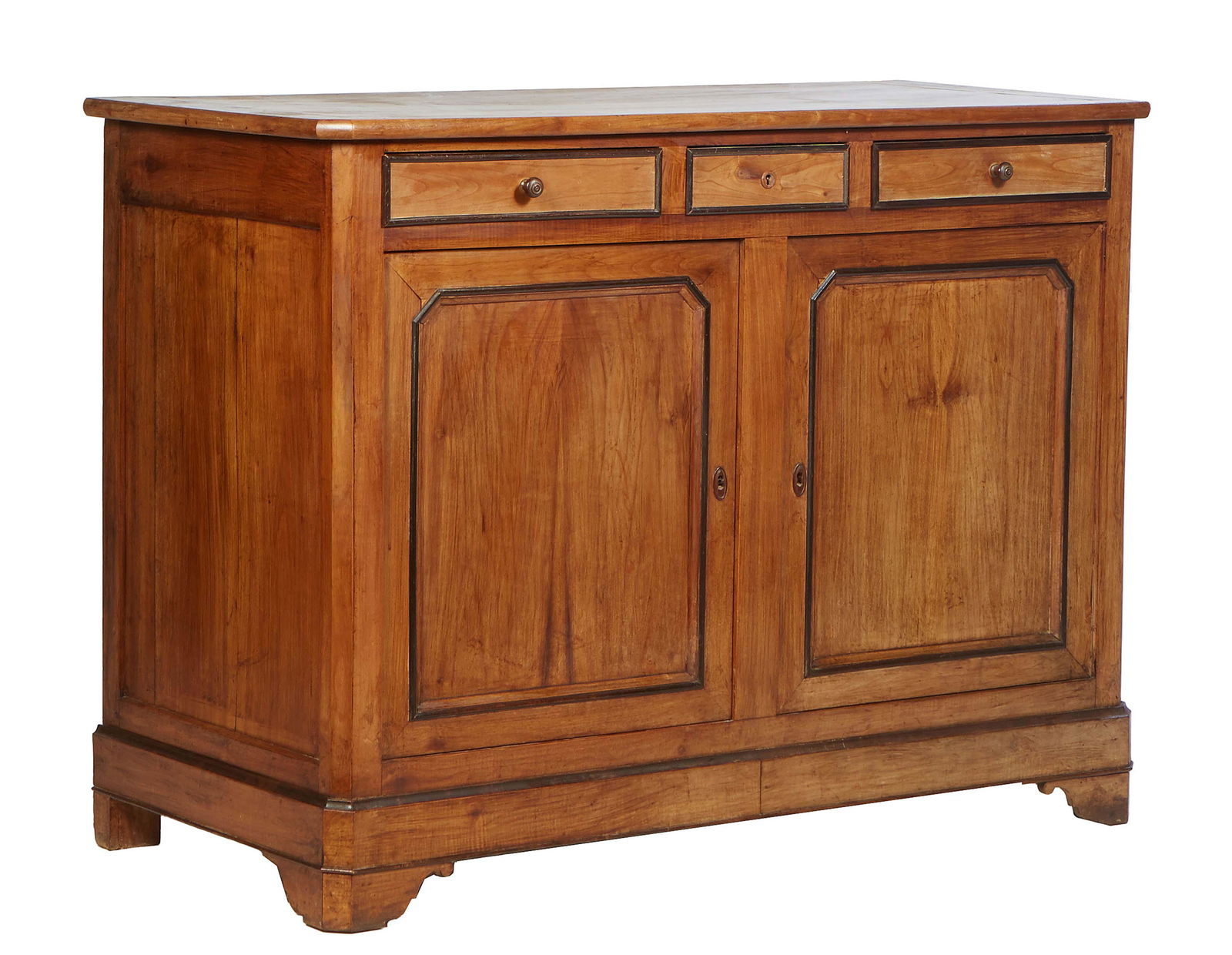 French Provincial Louis Philippe Carved Cherry Sideboard, late 19th c., the thick canted corner top (1 of 1)