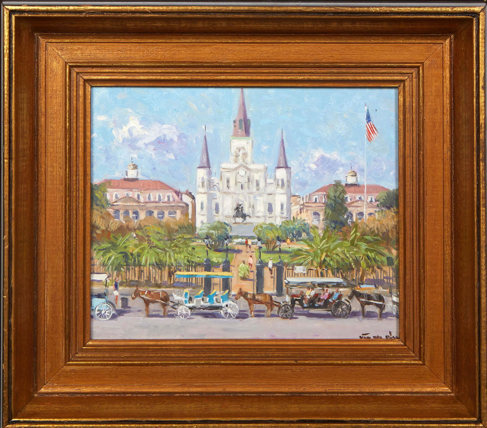 Niek Van der Plas (Netherlands, 1954-), "New Orleans, Jackson Square," 20th c., oil on board, signed (1 of 5)