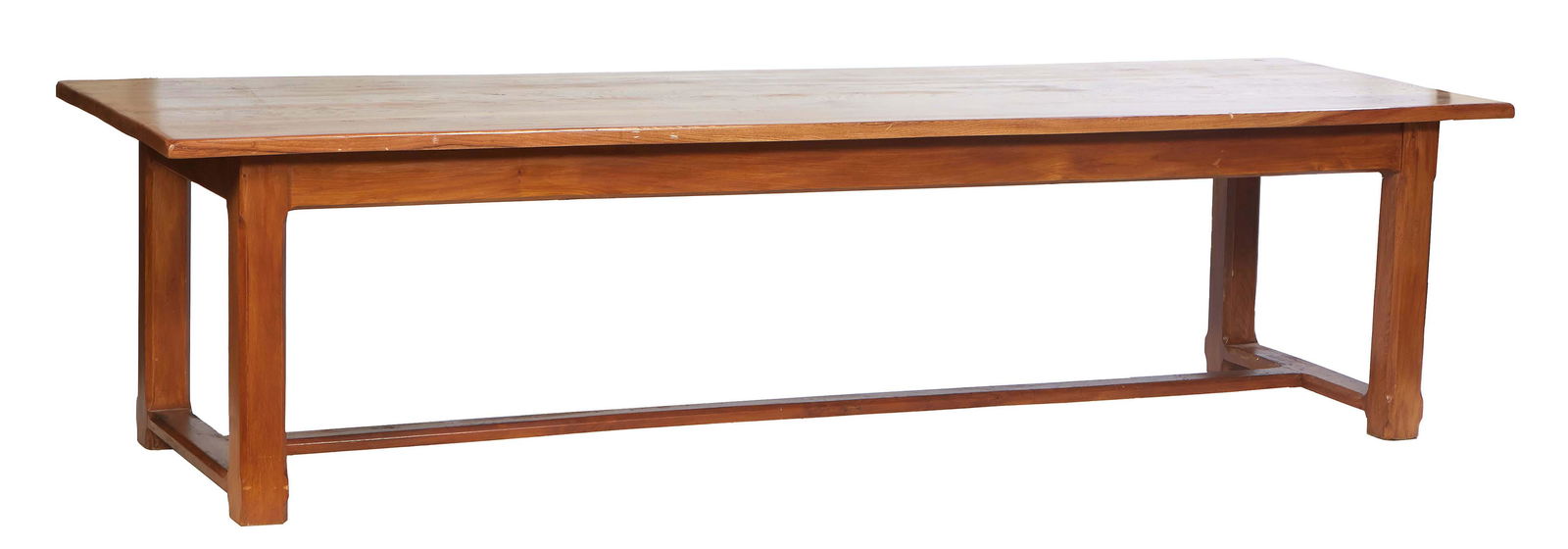 French Provincial Carved Oak Farmhouse Table, 20th c., the rounded edge rectangular top over a wide (1 of 1)