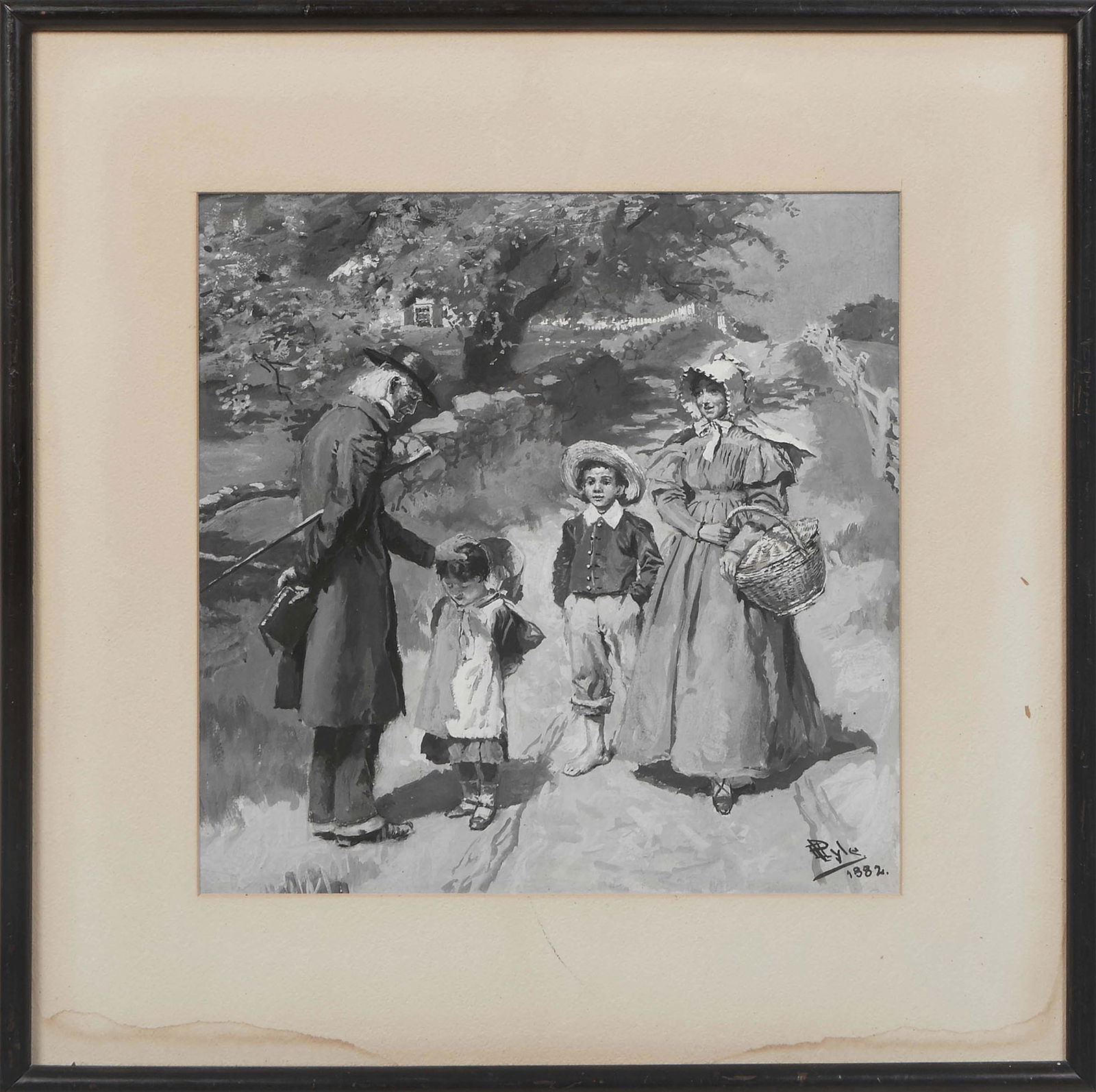 Howard Pyle (Delaware/Pennsylvania, 1853-1911), "The Promenade and the Reverend," 1882, gouache on (1 of 15)