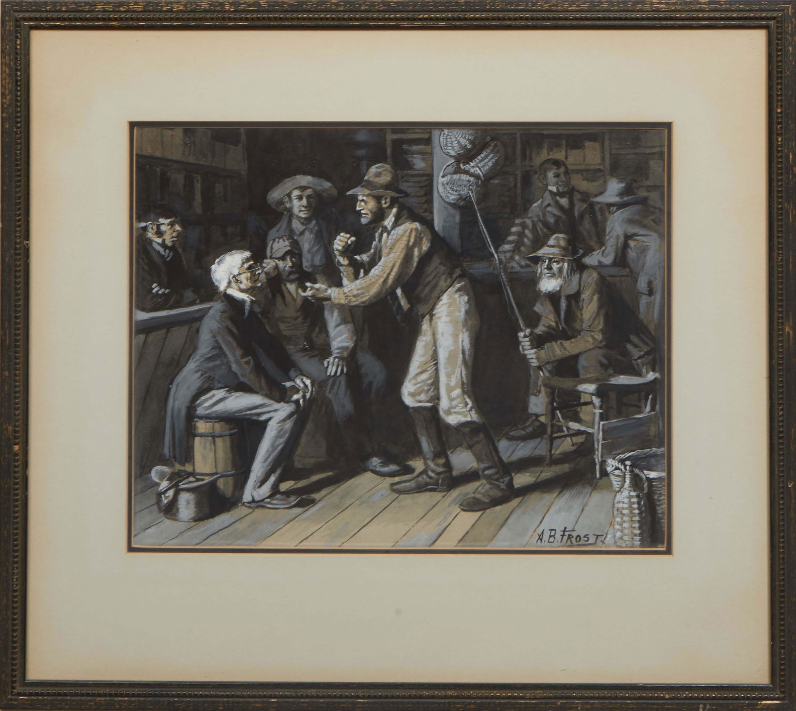 Arthur B. Frost (Pennsylvania/California, 1851-1928), "The Storyteller," 19th/20th c., gouache and (1 of 5)