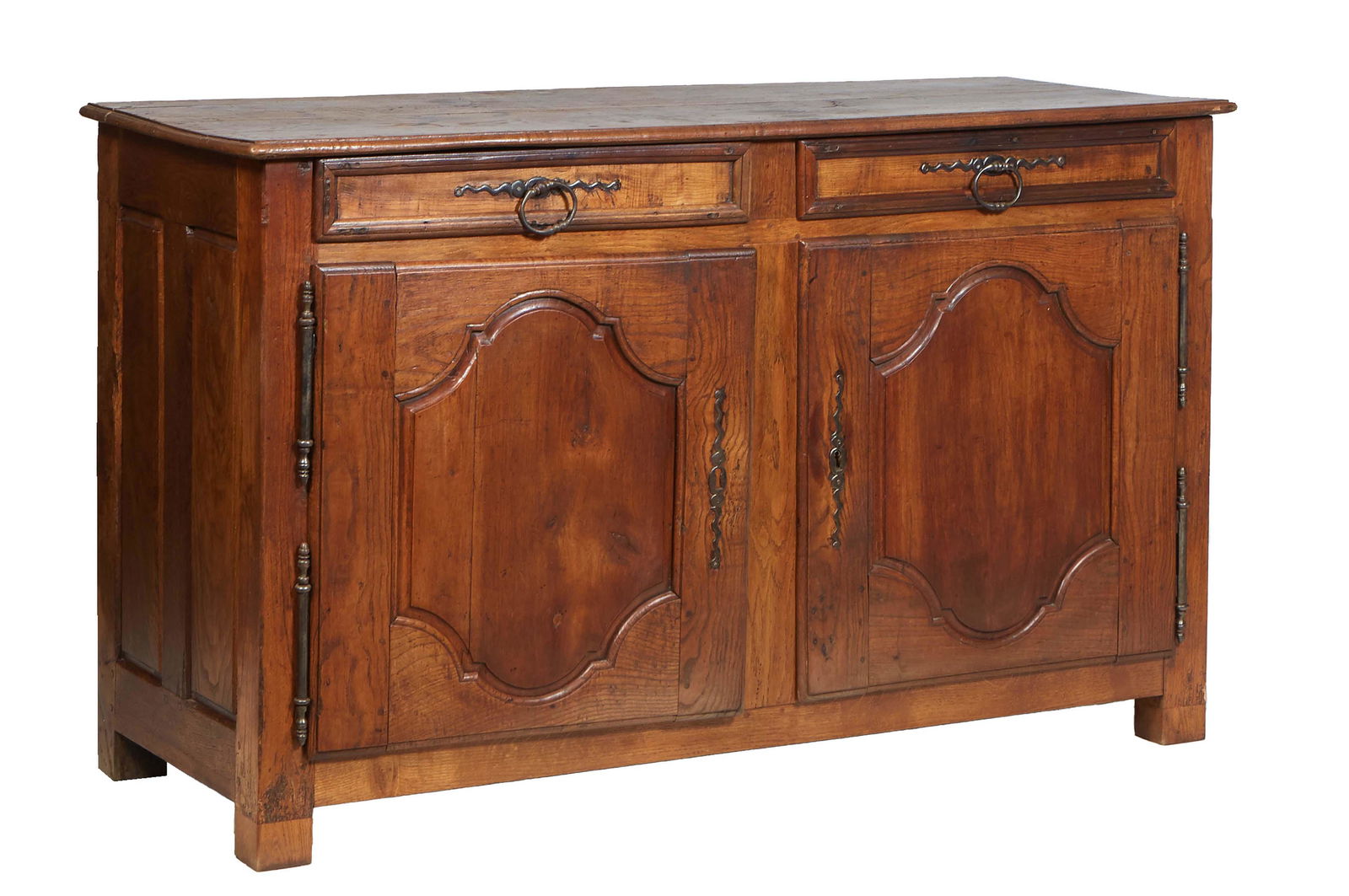 French Provincial Carved Oak Louis XIV Style Sideboard, 19th c., the stepped edge two board top over (1 of 1)