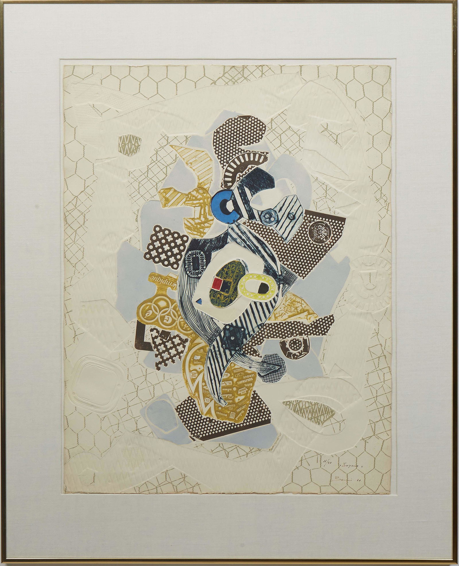 Lebadang (Vietnamese/French, 1921-2015), "Joyeaux," c. 1978, collage with embossed intaglio, 11/40, (1 of 4)