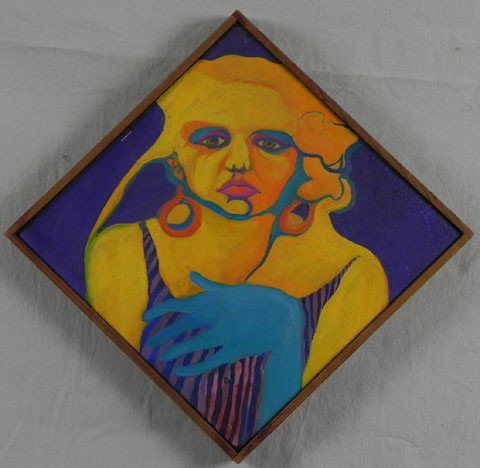 Carol Leake (New Orleans), "Self Portrait," 20th c: Carol Leake (New Orleans), "Self Portrait," 20th c., signed and titled verso, framed, H.- 12 1/8 in., W.- 12 1/28 in.