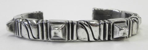 William Spratling Sterling Pyramid Slave Bracelet,: William Spratling Sterling Pyramid Slave Bracelet, wt.- 2.08 troy oz.
