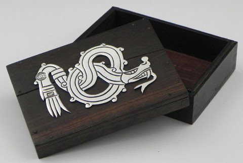 William Spratling Rosewood Box, mid 20th c., the d: William Spratling Rosewood Box, mid 20th c., the detachable lid mounted with a cutout sterling serpent, signed, H.- 1 3/4 in., W.- 4 3/4 in., D.- 3 1/2 in.