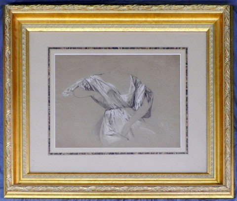 Continental School, "Study of a Seated Classical F: Continental School, "Study of a Seated Classical Figure, " 19th c., graphite and watercolor, from the John Keefe collection, framed, H.- 12 1/2 in., W.- 16 3/4 in.