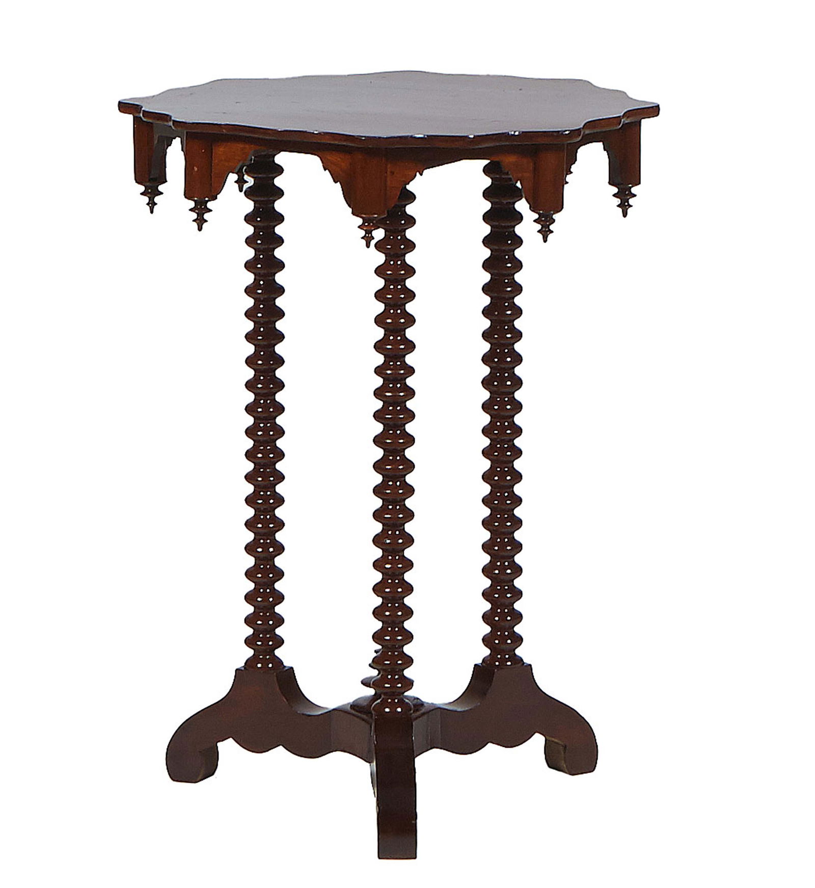 American Victorian Carved Mahogany Lamp Table, late 19th c., the scalloped circular top on three (1 of 1)