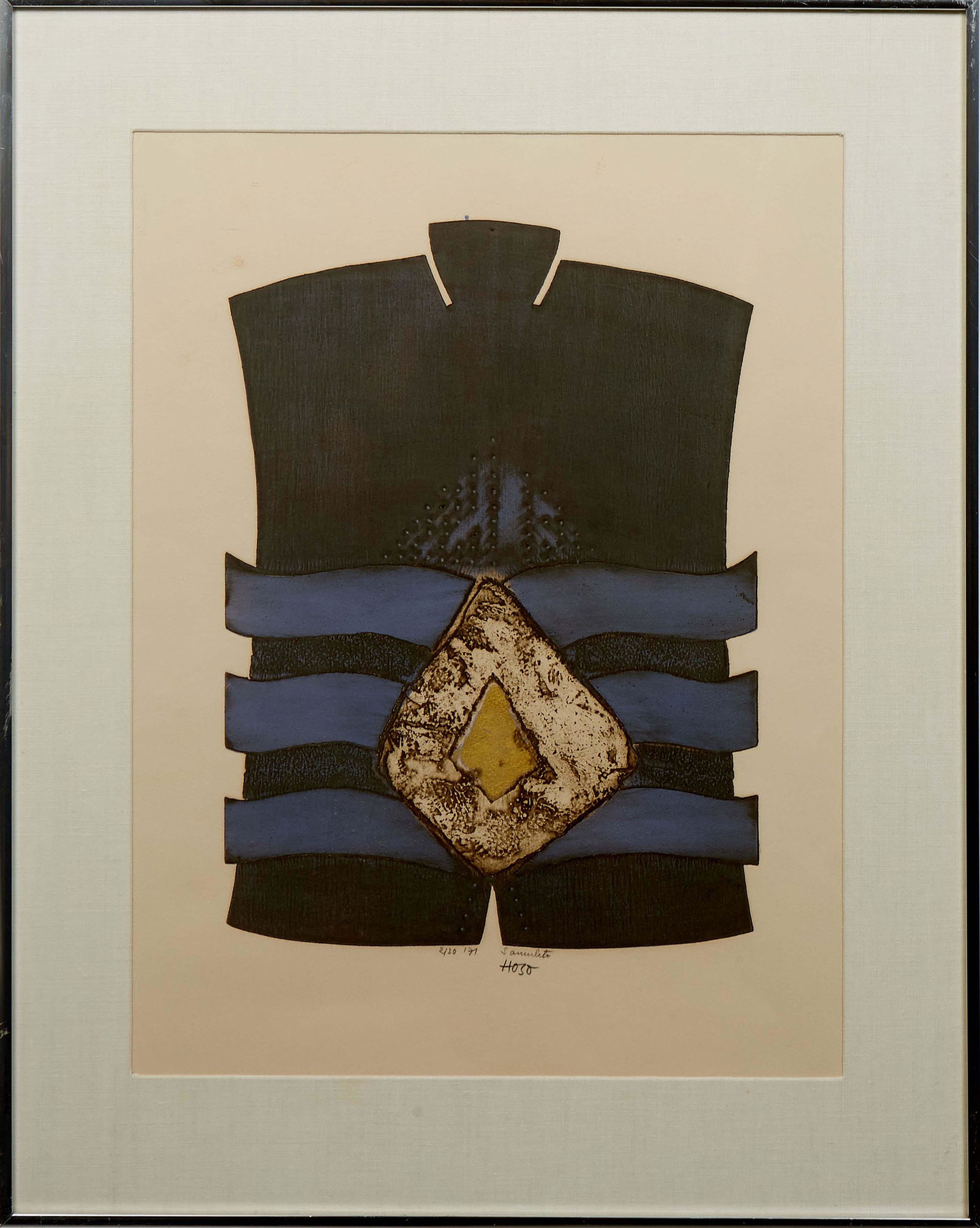 Dzevad Hozo (Serbian, 1938- ), "Samuleto," c. 1971, etching, signed, dated and numbered, presented (1 of 4)