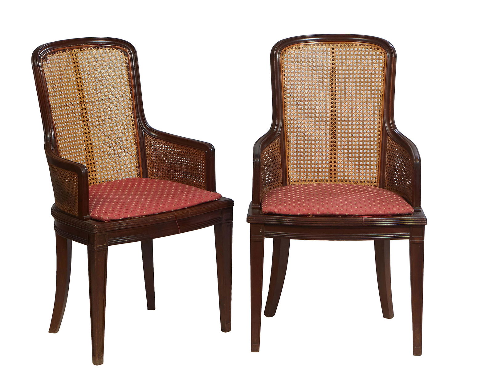 Pair of French Louis Philippe Carved Cherry Fauteuils, 20th c., the canted carved back flanked by (1 of 1)