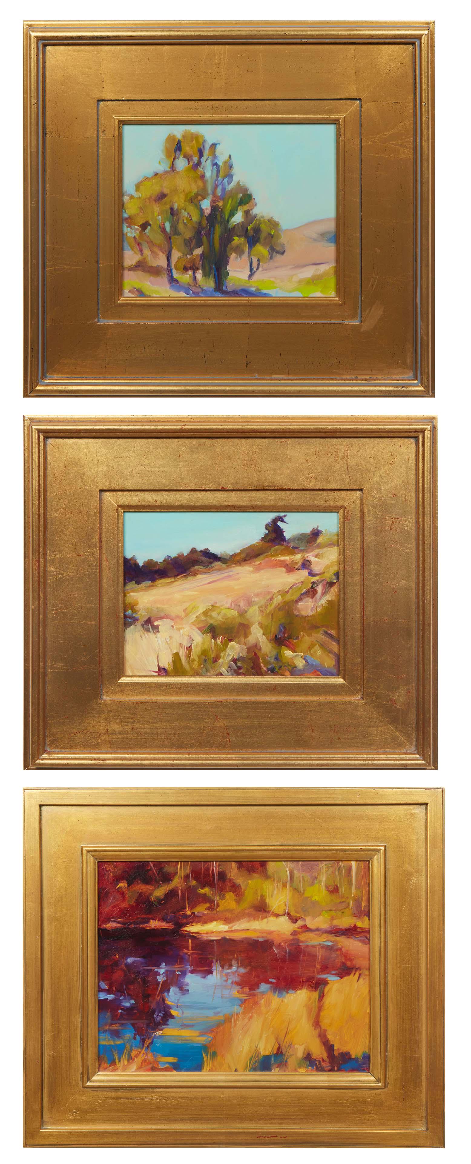 Beverly Dennis (American), "Back Bay Water," "Twisted Cypress," and "San Juan Batista Trees," 20th (1 of 13)