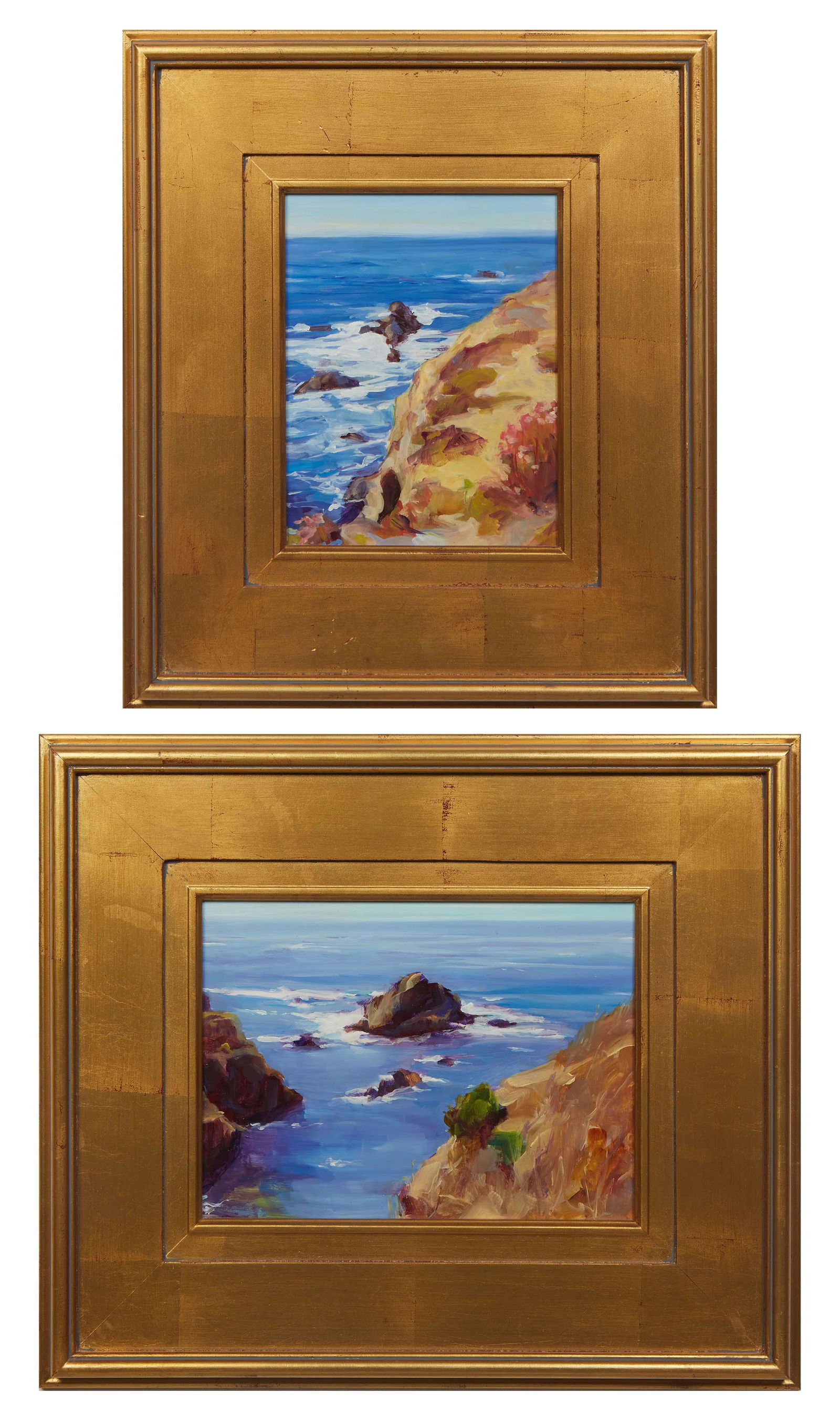 Beverly Dennis (American), "Seaside Garden Path," "Pacific Blue," 20th c., pair of oils on masonite, (1 of 9)