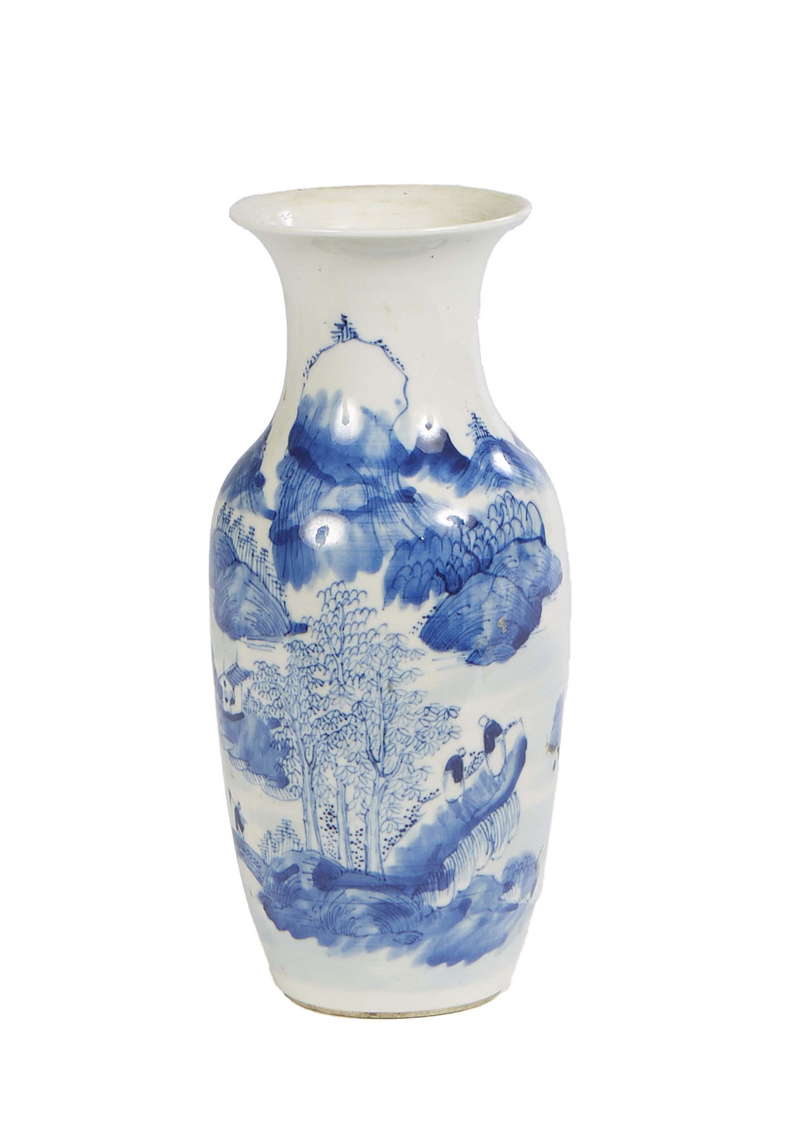 Japanese Arita Imari Porcelain Baluster Vase, 20th c., with landscape decoration, the underside with (1 of 3)