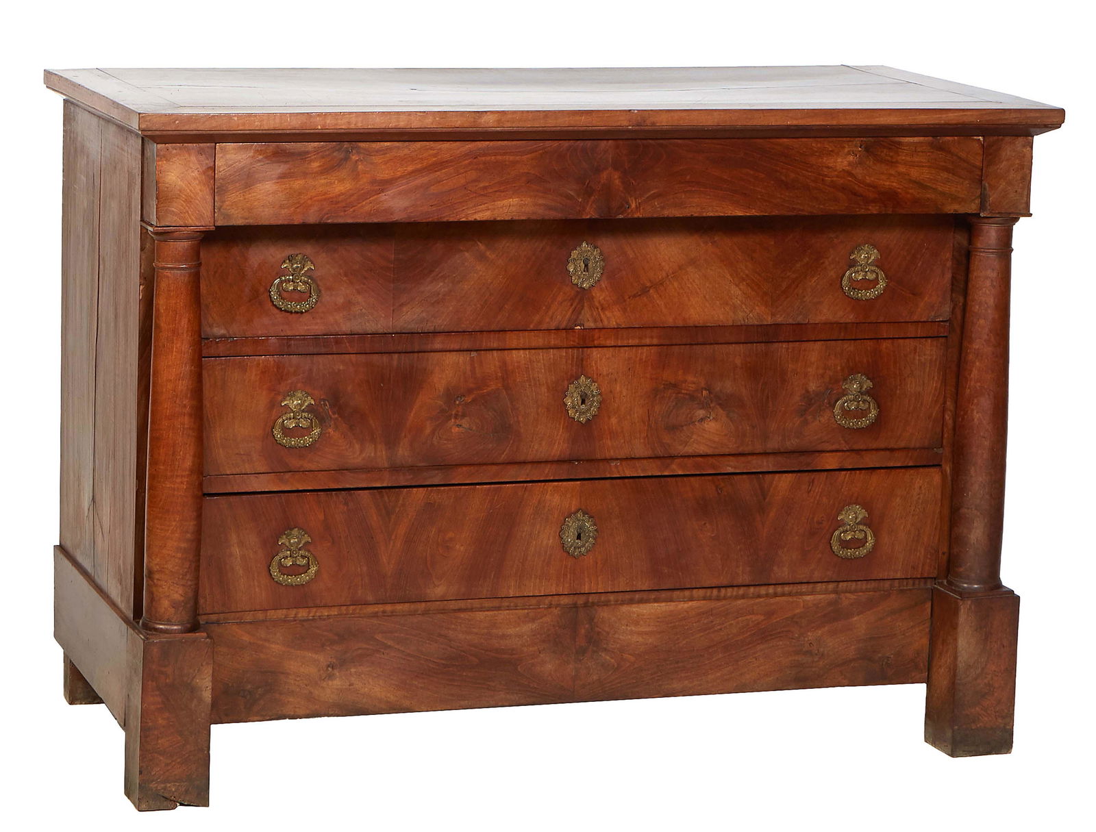 French Empire Carved Walnut Commode, 19th c., the rectangular top over a long frieze drawer above (1 of 1)