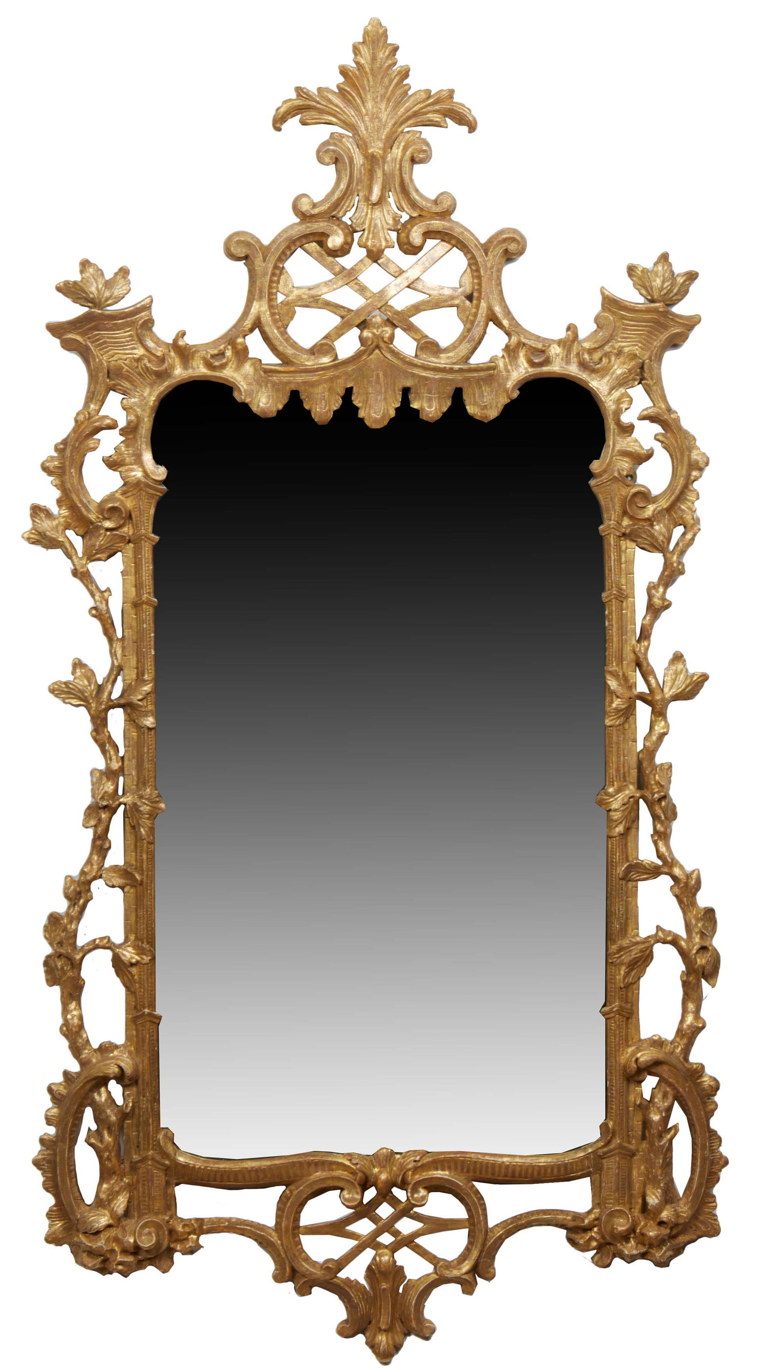 French Gilt and Gesso Overmantel Mirror, 19th c., the leaf and scroll carved crest, flanked by (1 of 1)