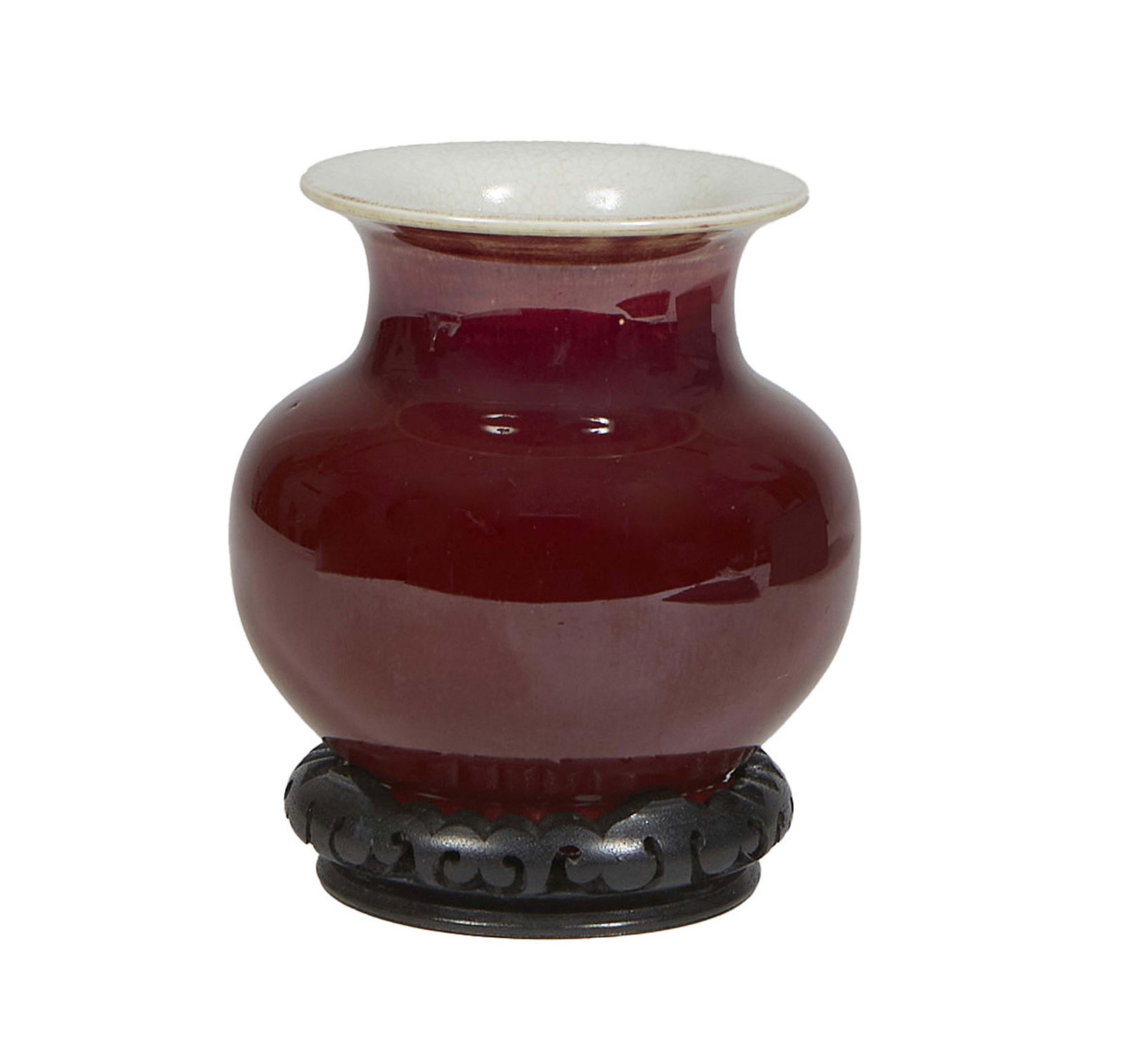 Chinese Ming Dynasty Oxblood Porcelain Baluster Vase, 16th c., presented in a cloth covered box, H.- (1 of 17)