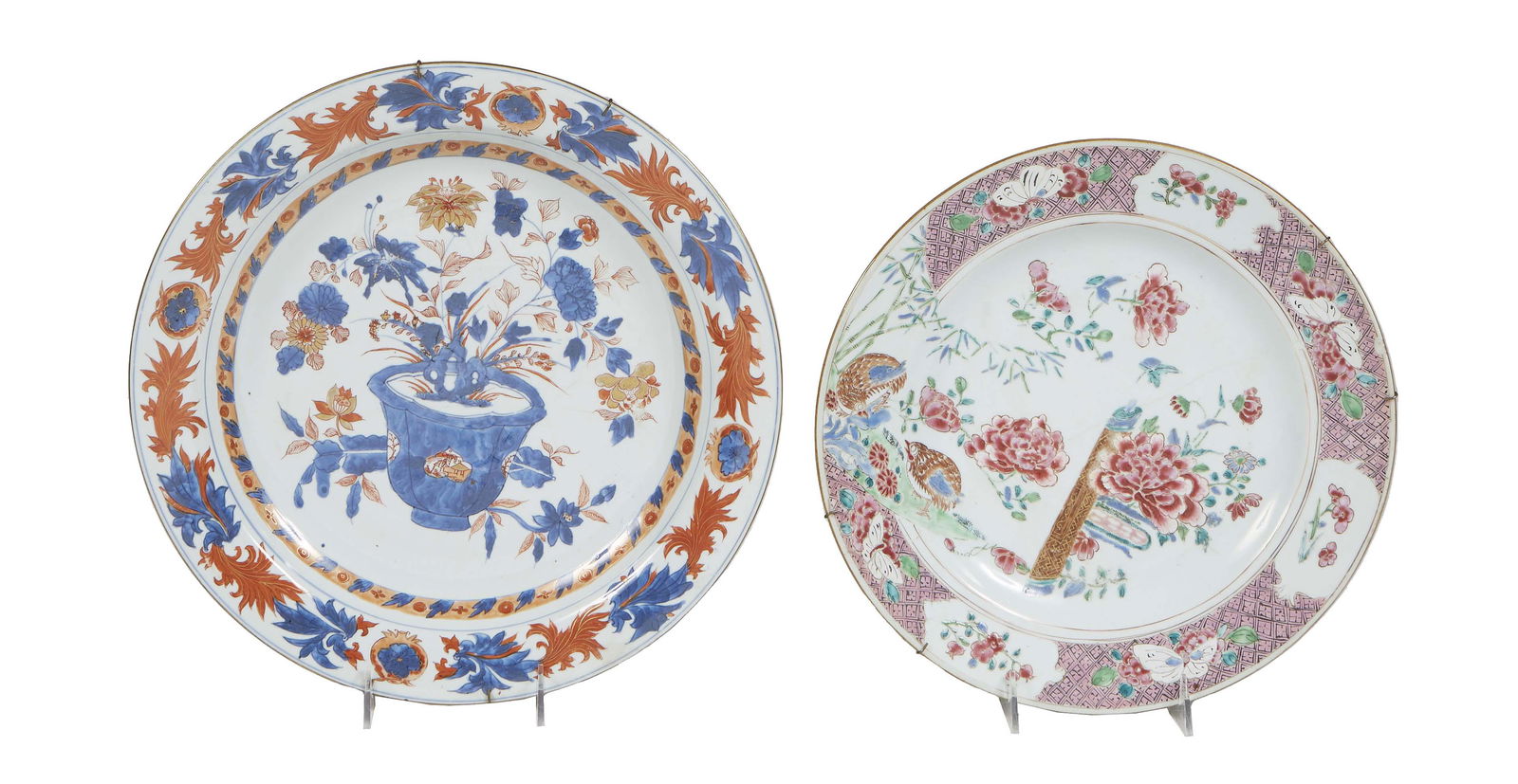 Two Oriental Chargers, late 18th c., one Imari with blue and orange floral decoration; the second a (1 of 15)