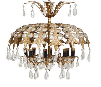 French Style Gilt Bronze and Crystal Eight Light Chandelier, early 20th c., the prism hung eight arm (1 of 1)