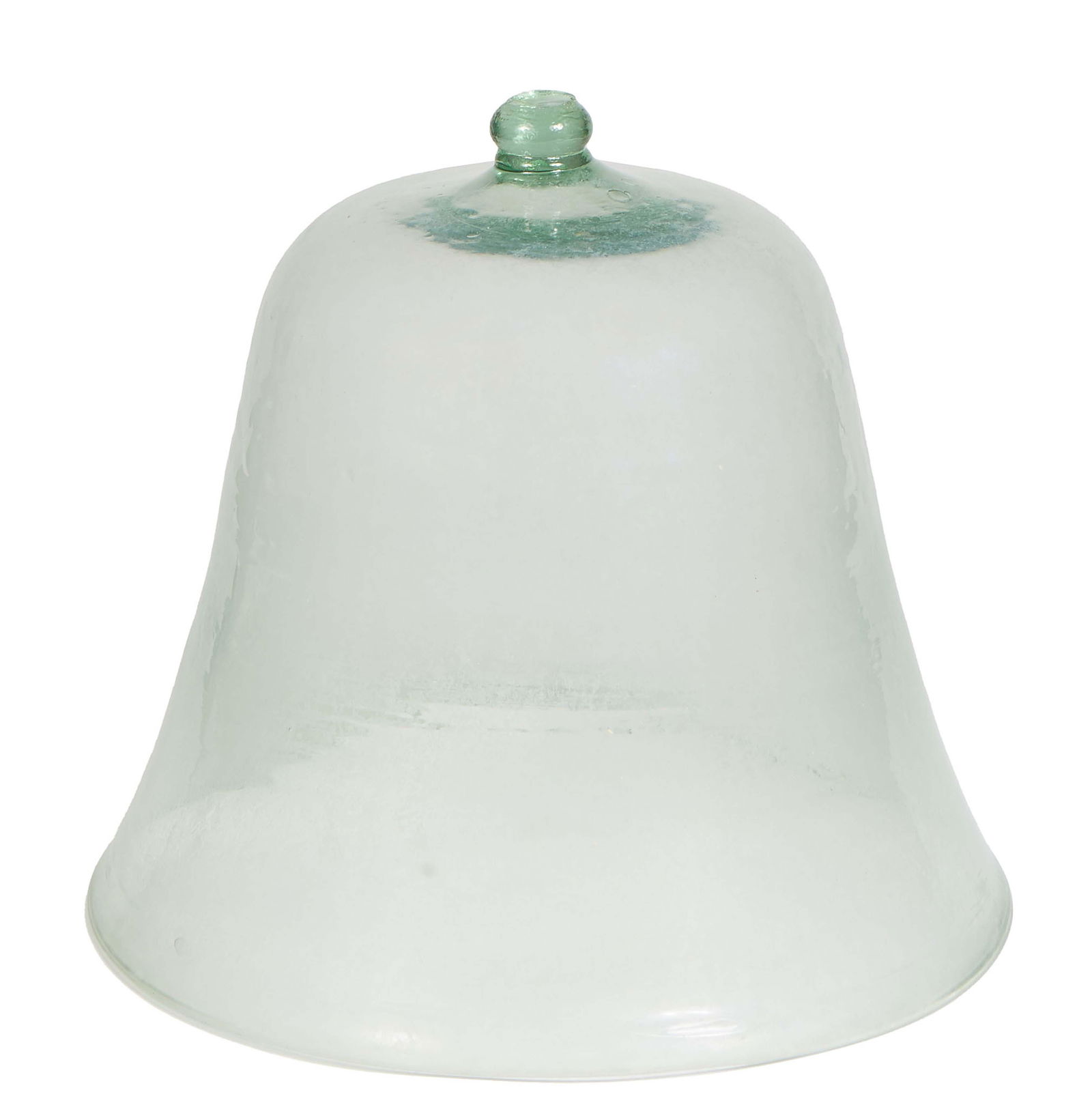 Rare French Provincial Pale Green Blown Glass Cantaloupe Field Cover, 19th c., of campana form, H.-: Rare French Provincial Pale Green Blown Glass Cantaloupe Field Cover, 19th c., of campana form, H.- 15 3/4 in., Dia.- 17 1/8 in. Provenance: from the Estate of Dr. Peter Elwood Dorsett, New Orleans, L