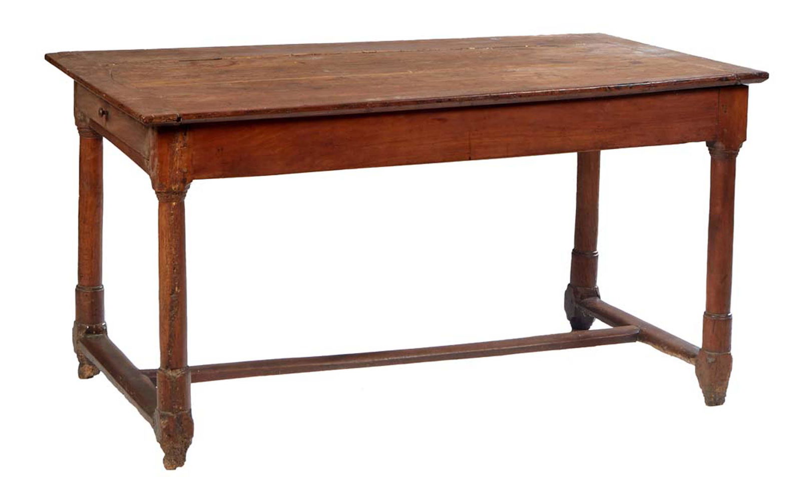 Diminutive French Provincial Carved Walnut Farmhouse Table, 19th c., the rectangular top over a wide (1 of 1)
