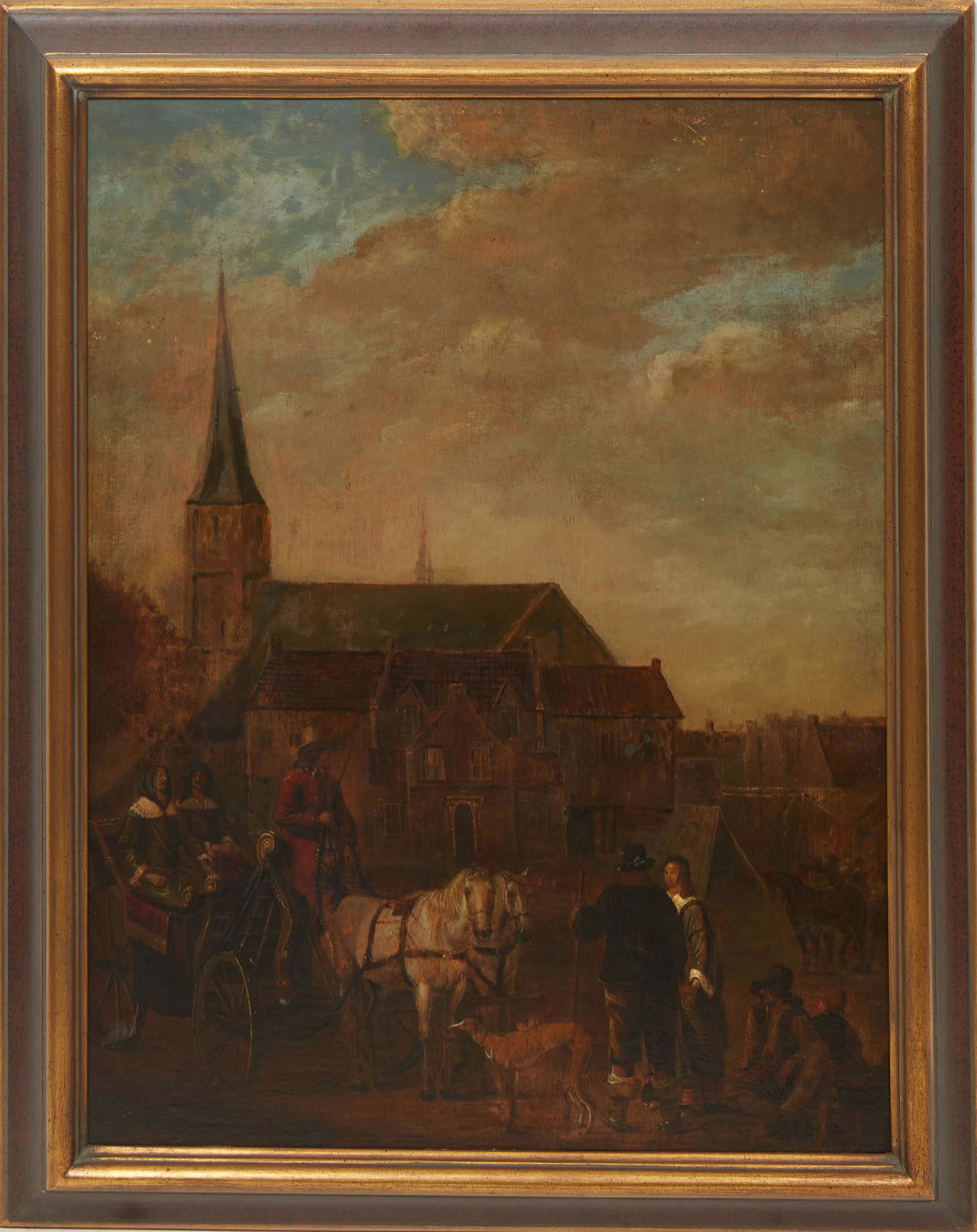 In the Manner of David Teniers the Elder (Belgium, 1582-1649), "View of Amsterdam," oil on board, (1 of 20)