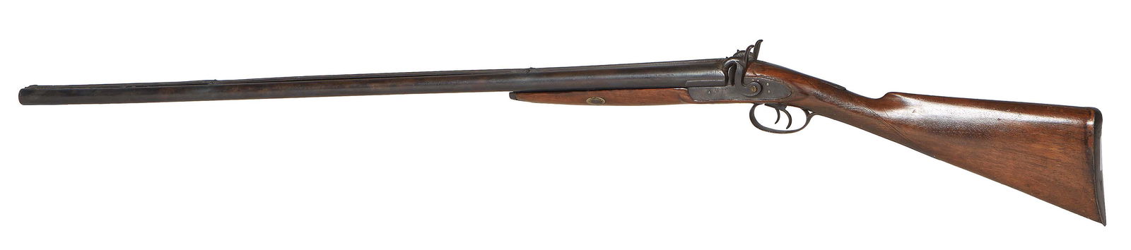 Hollis and Sons English Walnut Double Barrel Percussion Cap Shotgun, 19th c., H.- 54 1/2 in., W.- 5 (1 of 2)