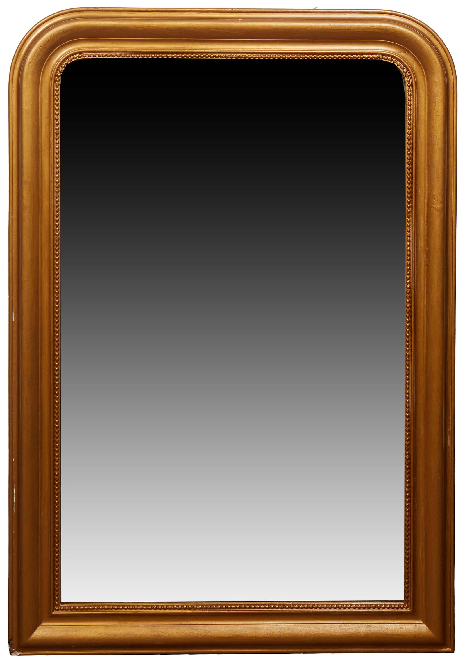 French Louis Philippe Gilt and Gesso Overmantle Mirror, 19th c.,the wide rounded corner frame around (1 of 1)