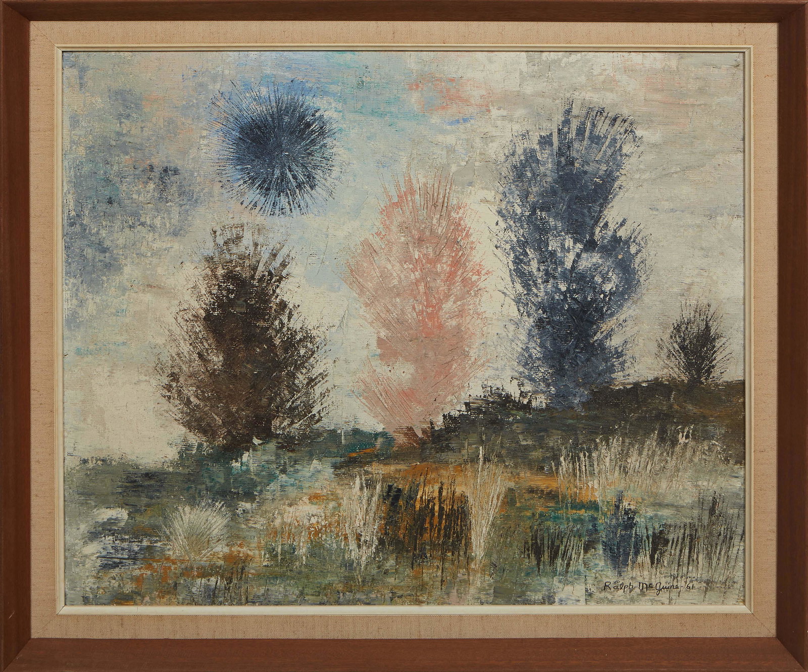 Ralph McGuire (Maryland, 1917-2006), "Trees on the Moor," c. 1961, oil on board, signed and dated (1 of 5)