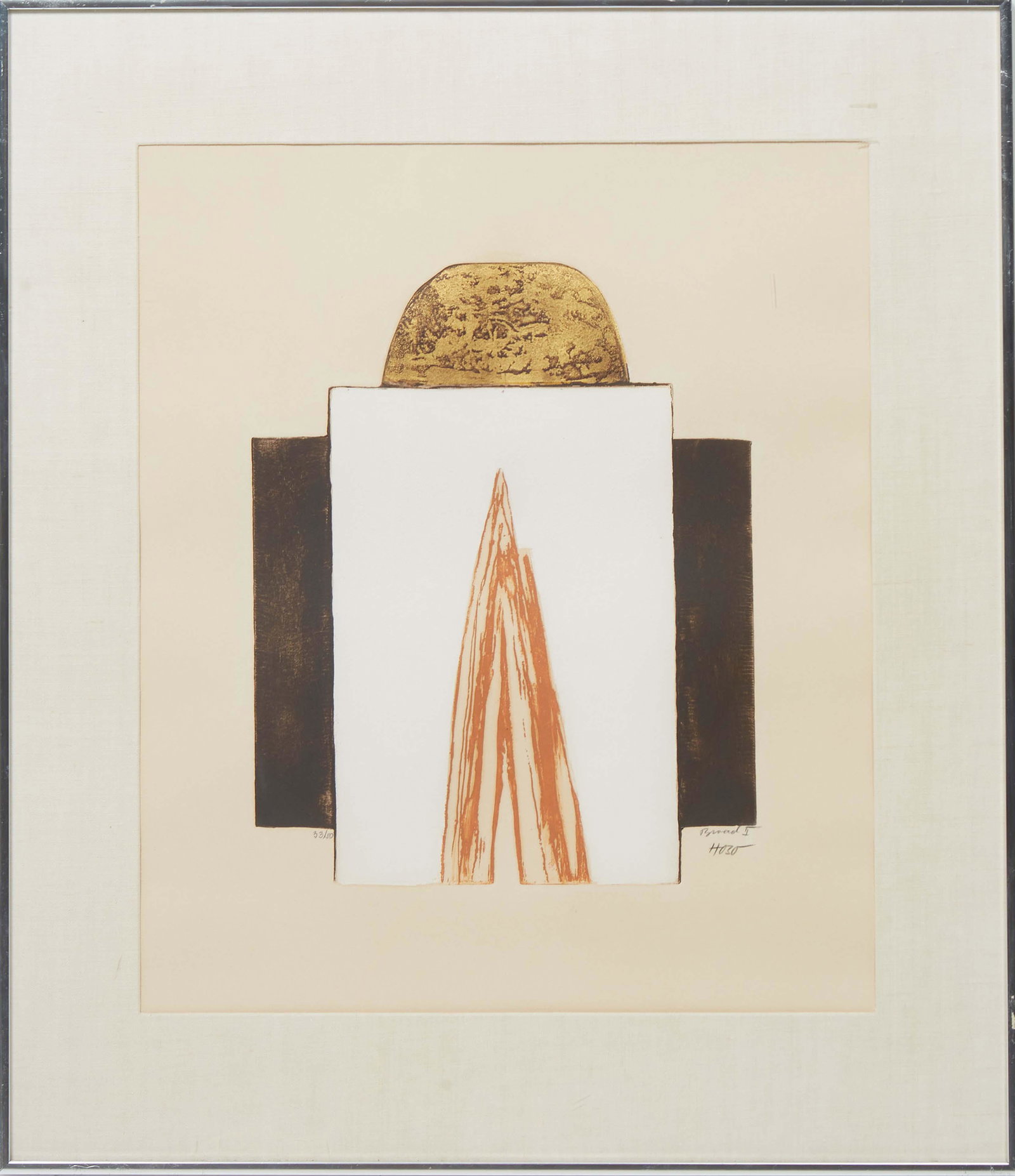 Dzevard Hozo (Serbian, 1938-), "Broad II," 20th c., woodblock print, editioned 33/50, signed and (1 of 5)