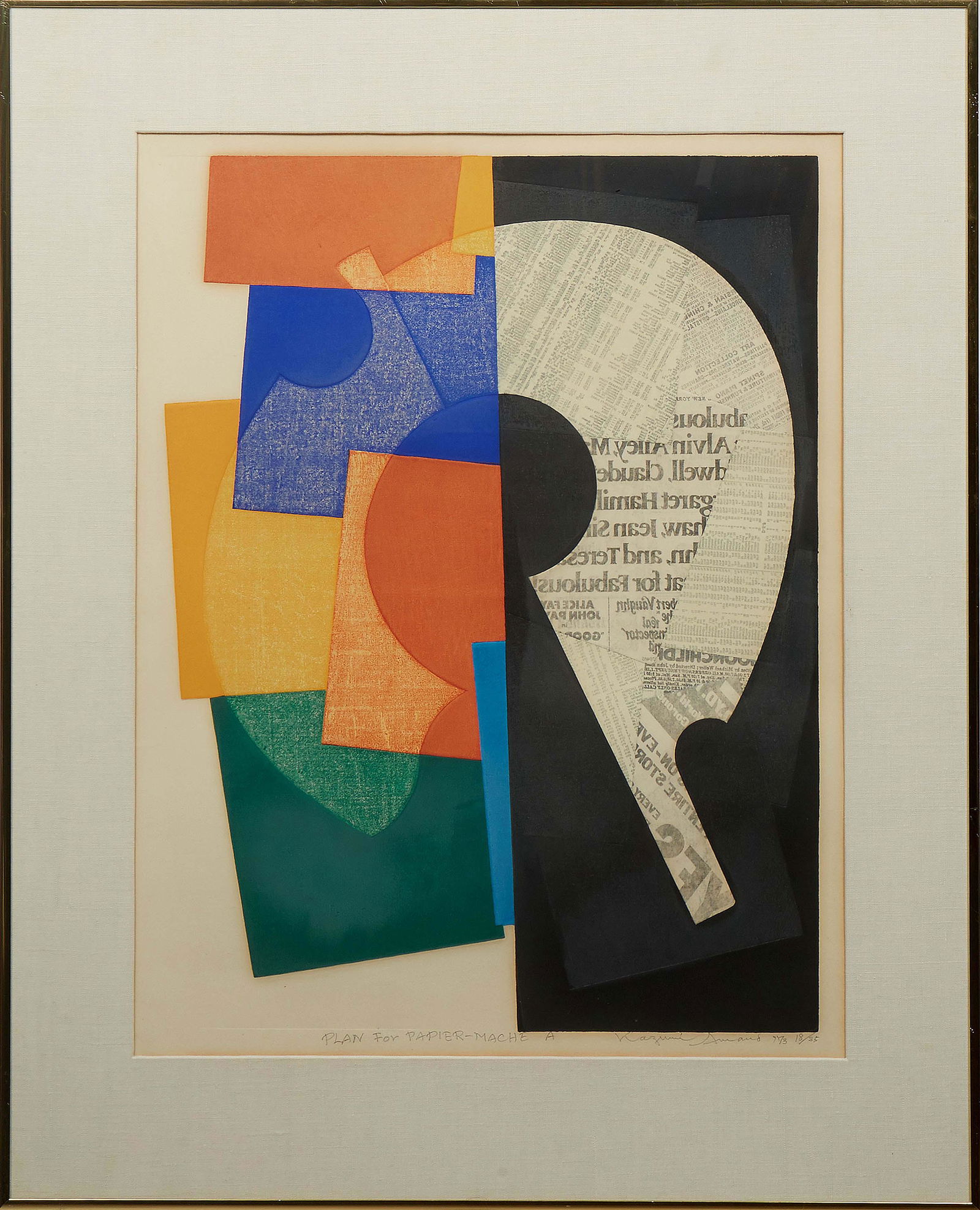 Kasumi Amano (Japanese, 1927-2001), "Plan for Papier Mache A," c. 1973, color lithograph, editioned (1 of 4)
