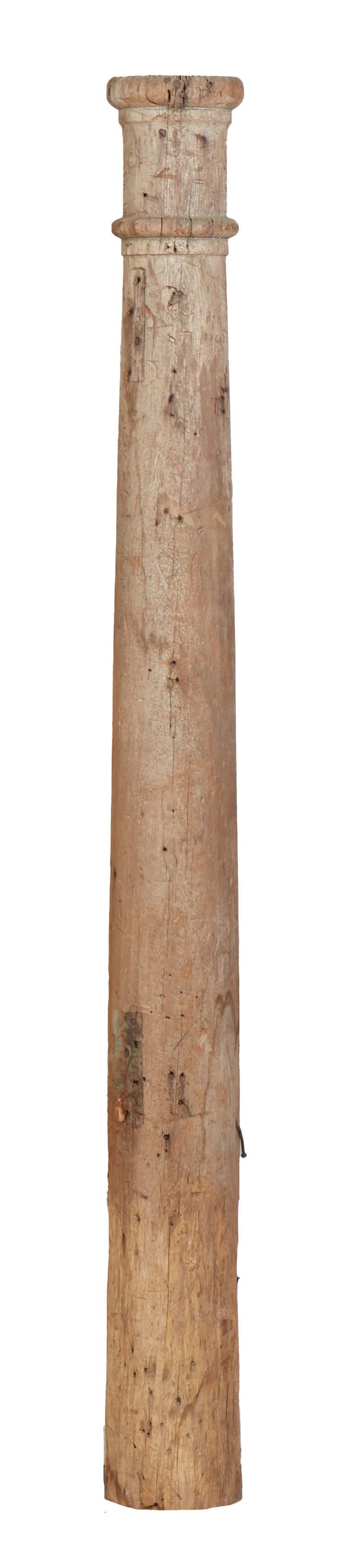 Carved Cypress Architectural Column, 19th c., New Orleans, of tapered cylindrical form, now on a (1 of 1)