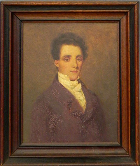 Continental School, "Portrait of a Young Man," 19t: Continental School, "Portrait of a Young Man," 19th c., oil on board, framed, H.- 11 in., W.- 9 in.