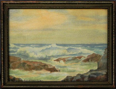 Jack Wilkinson Smith (1873-1949), "Crashing Surf,": Jack Wilkinson Smith (1873-1949), "Crashing Surf," 20th c., watercolor, signed l.l., framed, H.- 7 5/8 in., W.- 9 3/4 in.