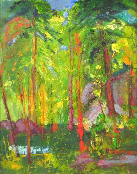 Earl Horter (1881-1940), "Forest Scene," 20th c.,: Earl Horter (1881-1940), "Forest Scene," 20th c., oil on board, signed l.r., framed, H.- 19 1/2 in., W.- 15 1/4 in.