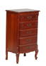 French Louis XV Style Carved Cherry Chiffonier, 20th c., the ogee edge parquetry inlaid top over a