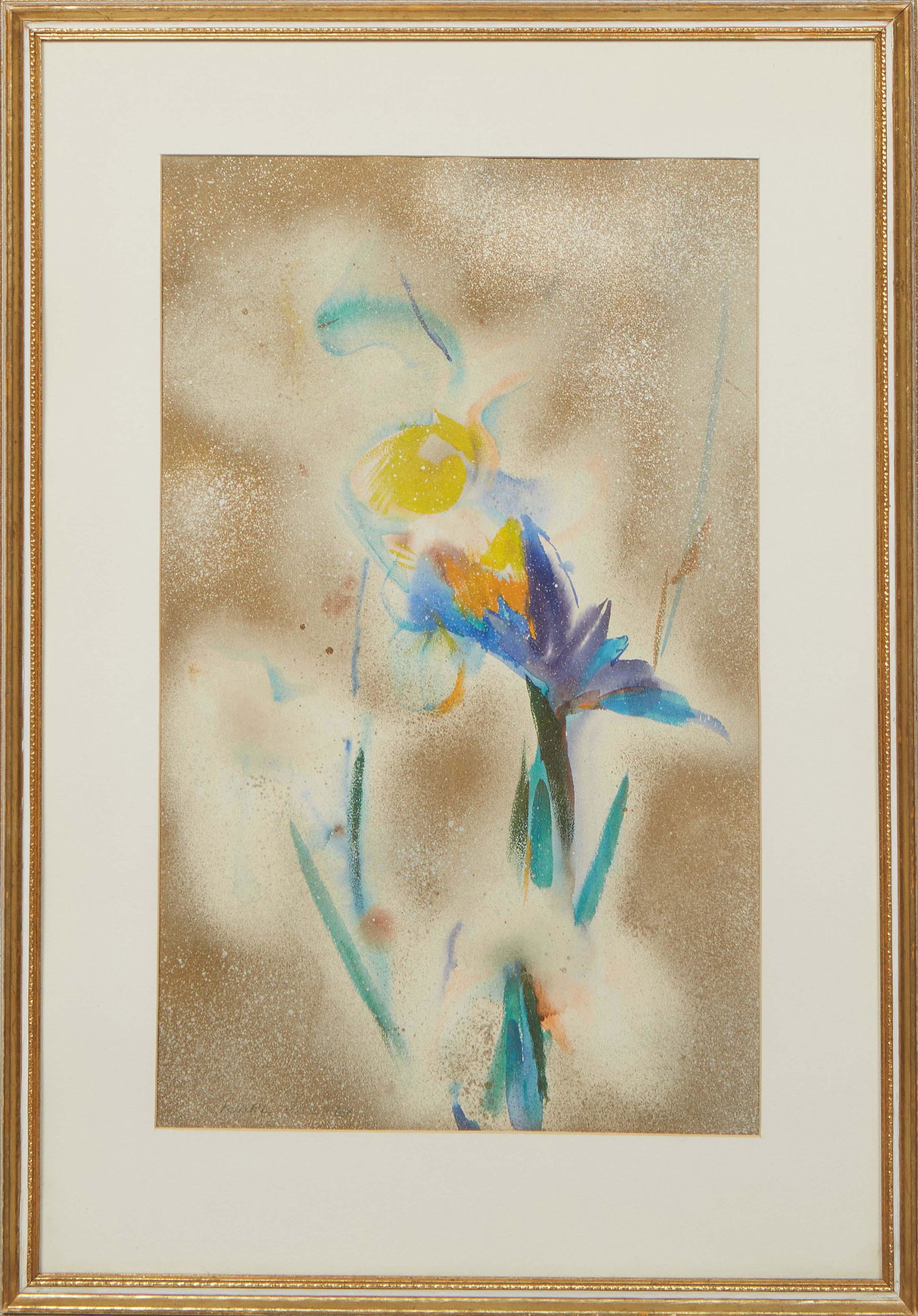 Karl Wolfe (Mississippi, 1904-1985), "Abstract Birds of Paradise," 20th c., mixed media on paper, (1 of 4)