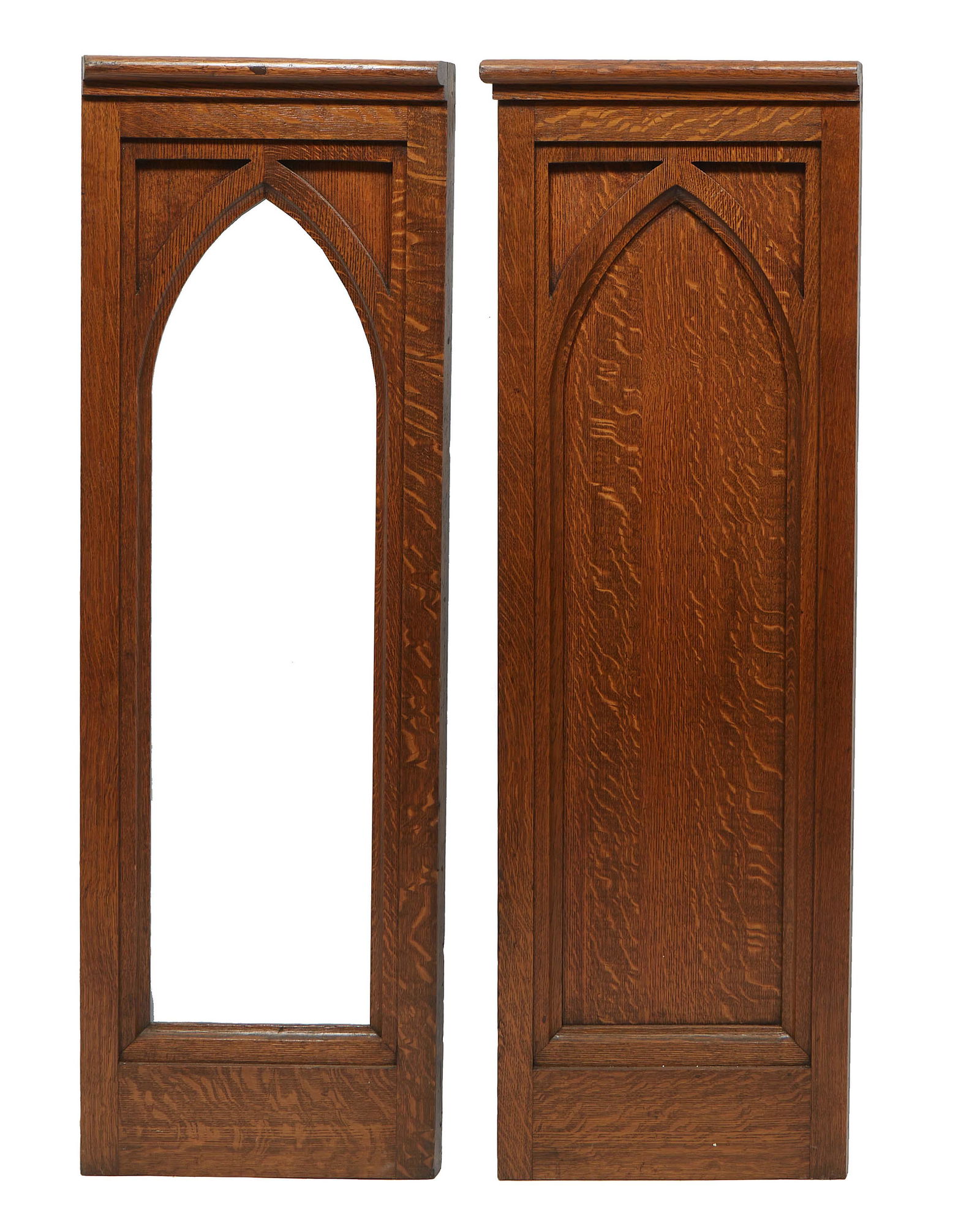 Pair of Gothic Carved Oak Panels, one missing the interior panel, 19th c., H.- 58 1/4 in., W.- 19 (1 of 1)