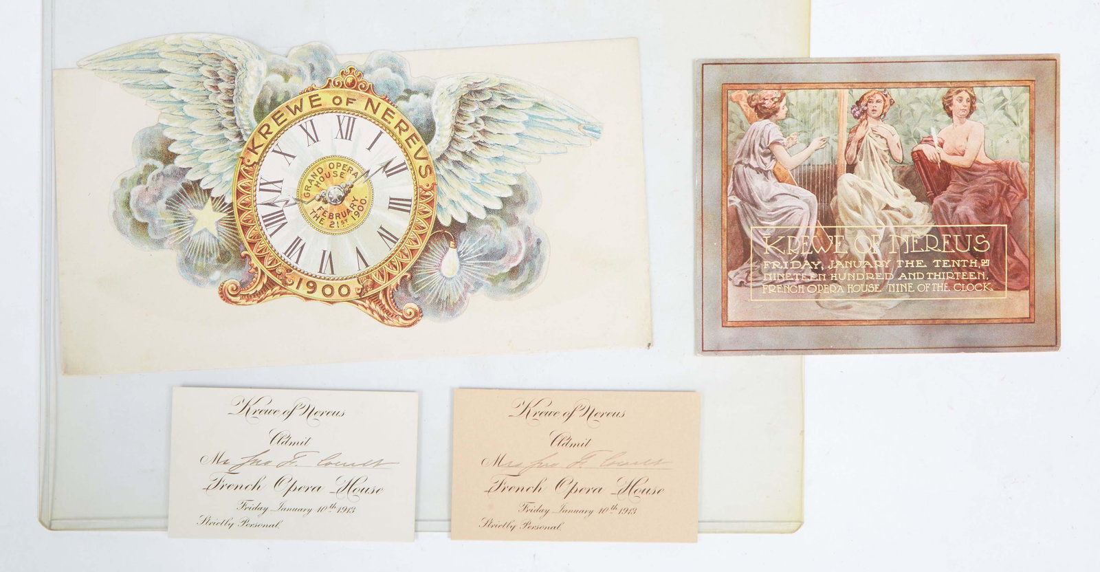 Mardi Gras- Krewe of Nereus Ball Invitation and Two Dance Cards, 1913; and a Ball Invitation and (1 of 1)