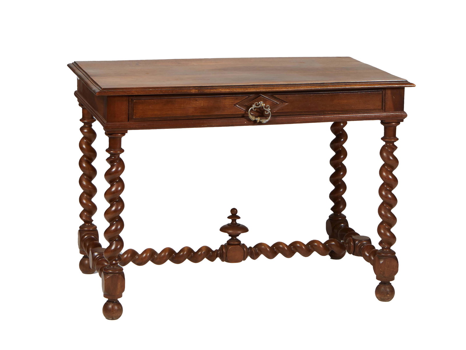 French Louis XIII Style Carved Walnut Writing Table, c. 1880, the stepped top over a long frieze (1 of 1)