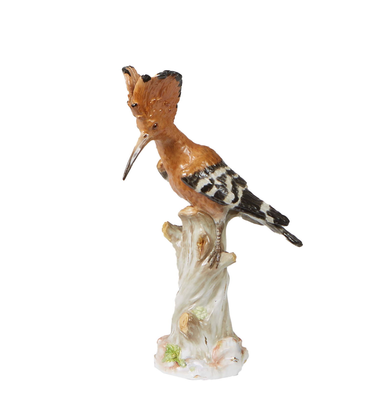 Meissen Porcelain Hoopoe Bird figure, early 10th c., the underside with blue crossed swords mark, (1 of 2)