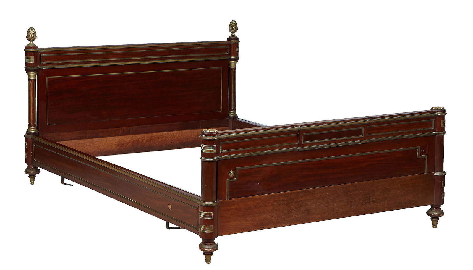 French Louis XVI Style Bronze Ormolu Mounted Bed, early 20th c., the bronze mounted headboard with (1 of 1)