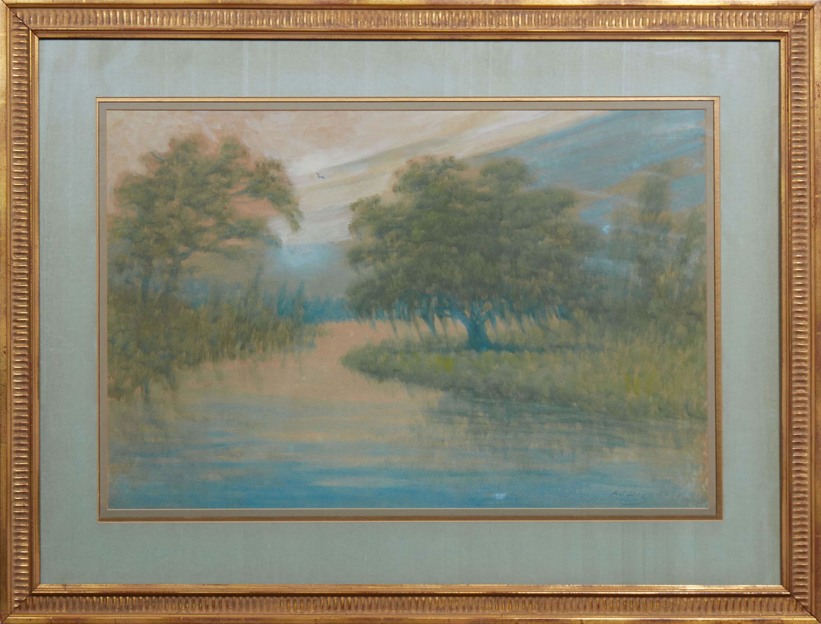 Alexander John Drysdale (Louisiana, 1870-1934), "Louisiana Bayou Scene," oil wash on board, signed (1 of 4)
