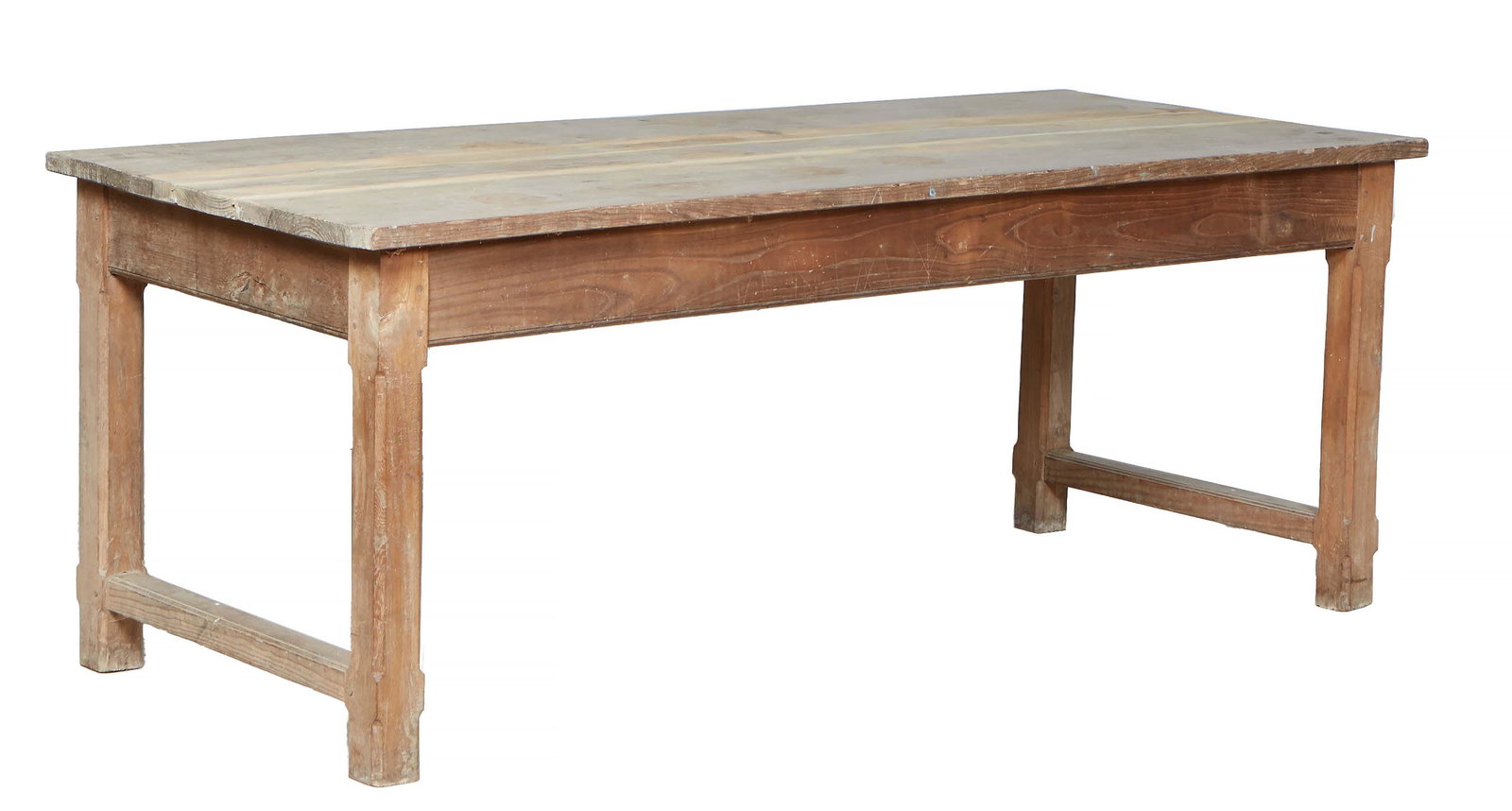 French Provincial Carved Pine Farmhouse Table, 19th c., the rectangular top over a wide skirt, on (1 of 1)