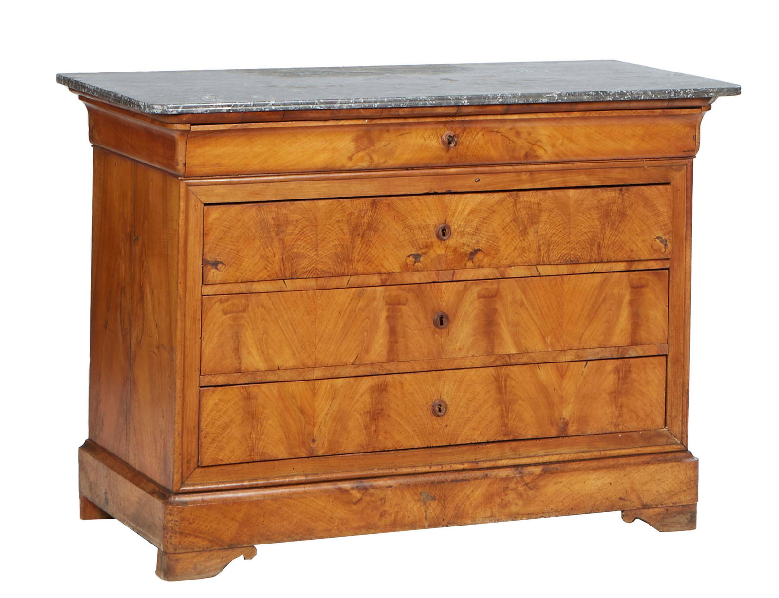 French Provincial Louis Philippe Carved Walnut Marble Top Commode, 19th c., the rounded corner (1 of 1)