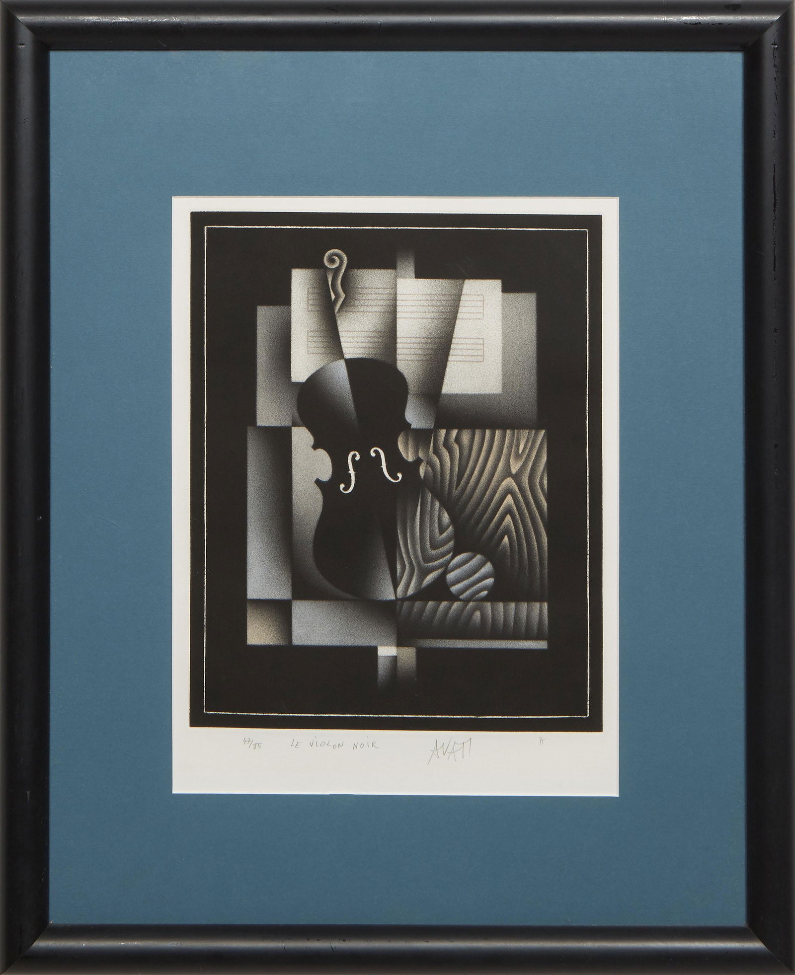 Mario Avati (Monaco/Italian, 1921-2009), "The Violin Noir," 20th c., mezzotint on paper, edition (1 of 4)